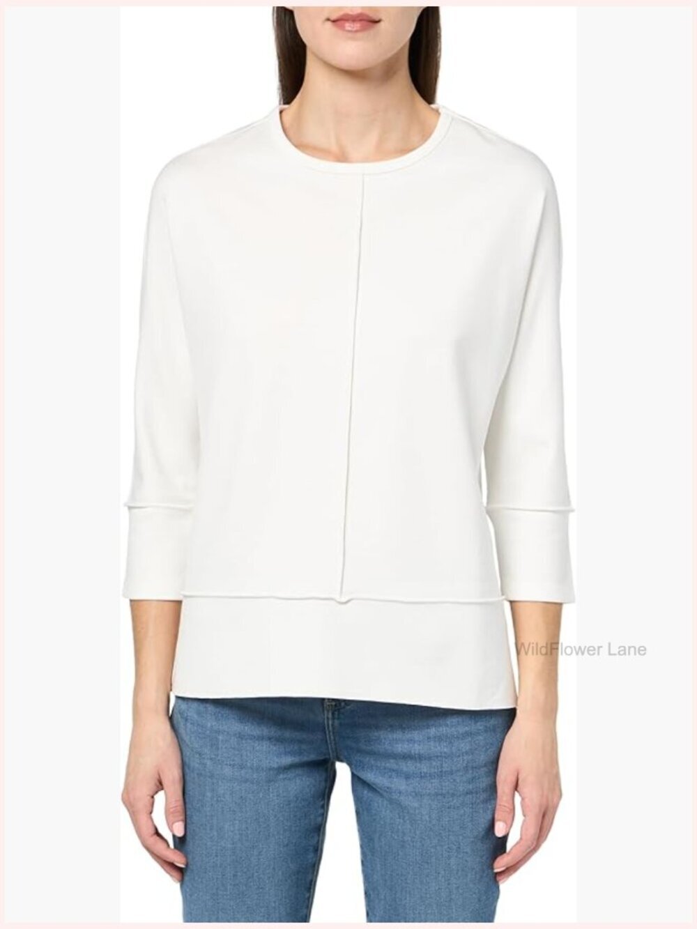 Petite Dolman Sleeve Tunic Knit Top Crew Neck 3/4 Sleeve Pull On